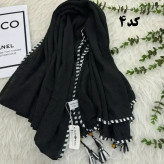 شال نخی بلک چری دور گان دوزی گد 949 قواره 220*80 سانت بدون آبرفت و چروک