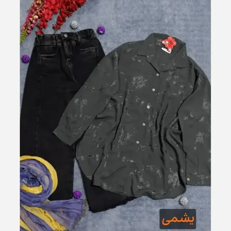 شومیز قواره دار نخ کره ای خامه دوزی ماریا باکیفیت سایزبزرگ خنک