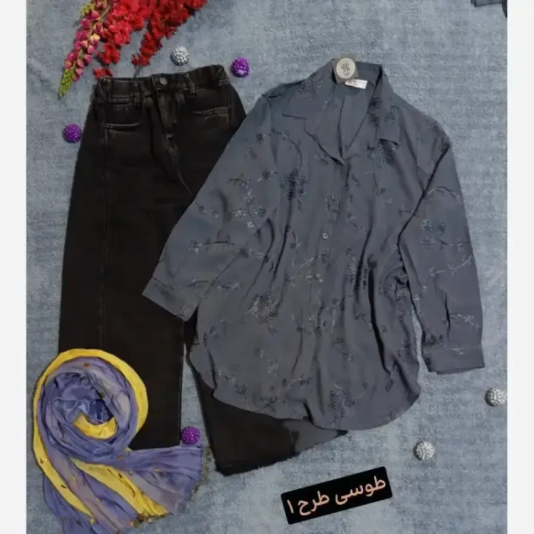 شومیز قواره دار نخ کره ای خامه دوزی ماریا باکیفیت سایزبزرگ خنک