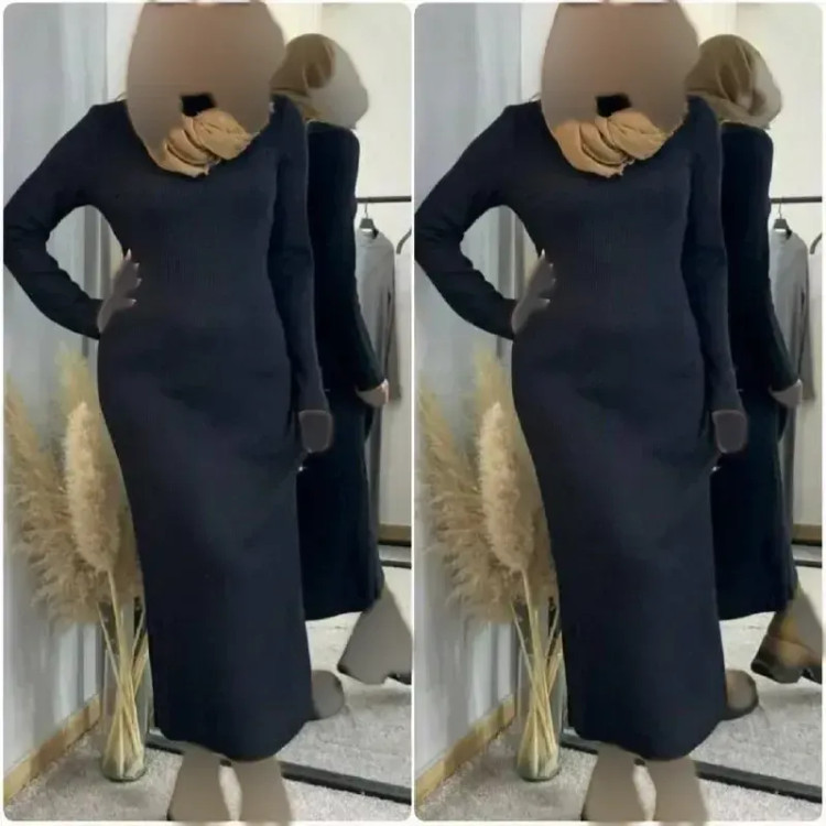 ماکسی یقه اسکی بافت زنانه رنگ مشکی فری سایز 38 تا 46