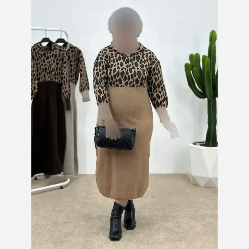 کفتان بافت زنانه مدل ژیوان فری سایز رنگ کرم و نسکافه ای