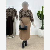 کفتان بافت زنانه مدل ژیوان فری سایز رنگ کرم و نسکافه ای