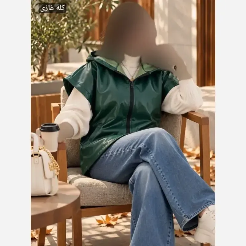 وست چرم زنانه کلاهدار مدل میشل جنس چرم تیرکمانی سایز فری 36 تا 48