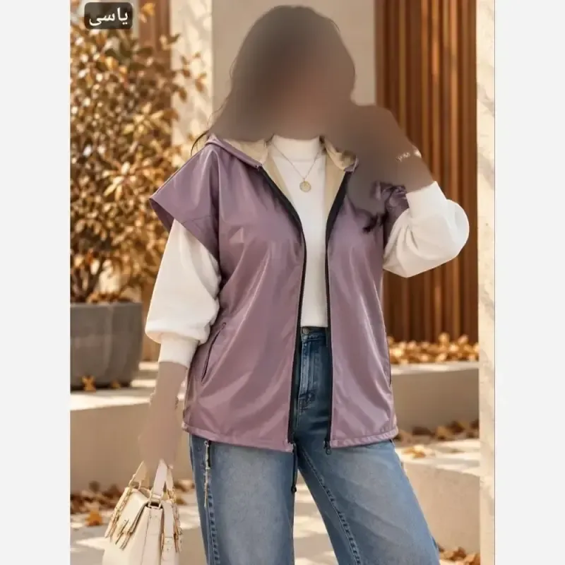 وست چرم زنانه کلاهدار مدل میشل جنس چرم تیرکمانی سایز فری 36 تا 48