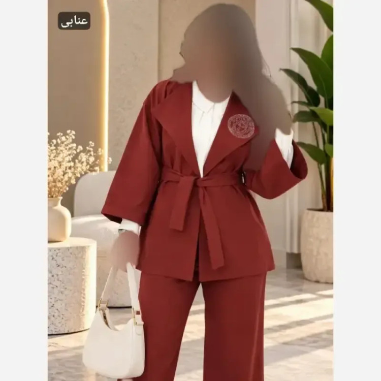 ست مانتو کتی و شلوار کتان سیلک نگین کوبی شده صبا