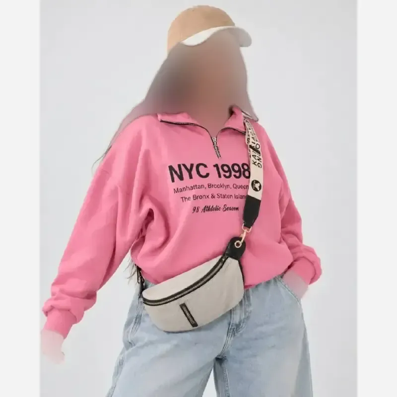 دورس زنانه نیم زیپ توکرک طرح NYC 1998 سه نخ اعلاء سایز فری تا 48
