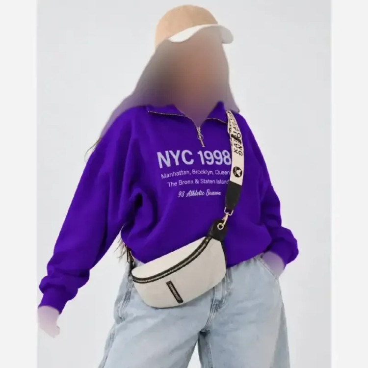 دورس زنانه نیم زیپ توکرک طرح NYC 1998 سه نخ اعلاء سایز فری تا 48