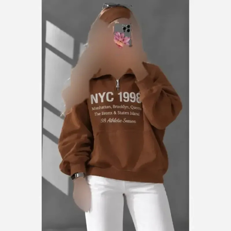 دورس زنانه نیم زیپ توکرک طرح NYC 1998 سه نخ اعلاء سایز فری تا 48