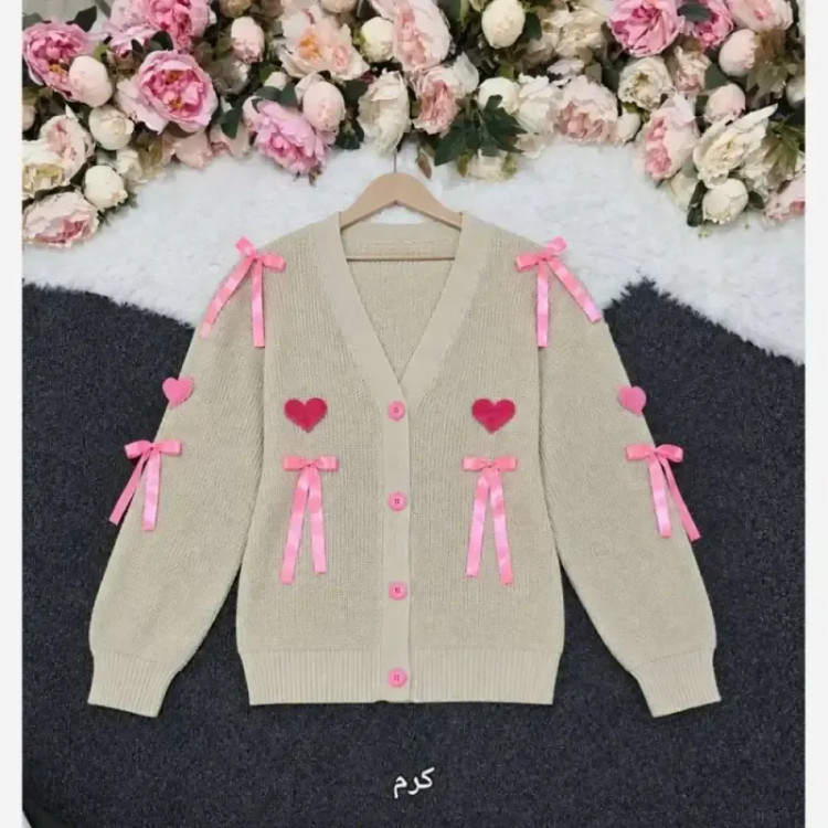 بافت زنانه طرح قلب و پاپیون فری سایز