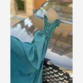 مانتو عبایی طیلا جنس کرپ ندا اماراتی فری سایز رنگ مشکی سبز کرم سرمه ای سیر