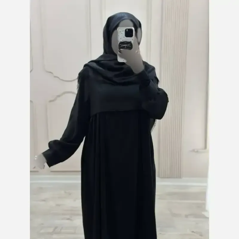 مانتو عبایی جیب دار مدل نفیسه جنس کرپ ندا اماراتی