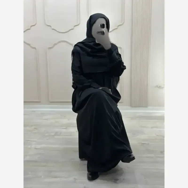 مانتو عبایی جیب دار مدل نفیسه جنس کرپ ندا اماراتی