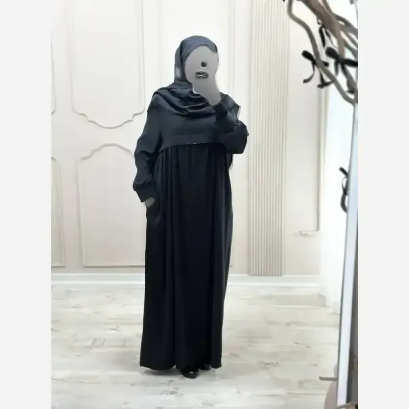 مانتو عبایی جیب دار مدل نفیسه جنس کرپ ندا اماراتی