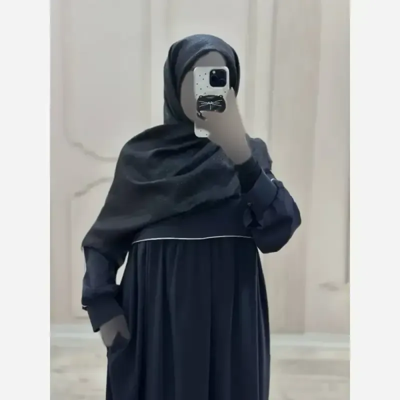 مانتو عبایی جیب دار مدل نفیسه جنس کرپ ندا اماراتی