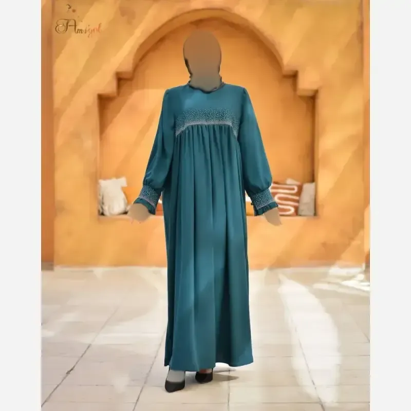 مانتو عبایی نگین زنانه کرپ ندا اماراتی فری سایز