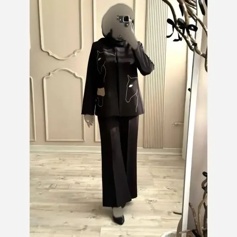 کت شلوار گلدوزی زنانه مدل الینا جنس سوپر مازراتی اعلا