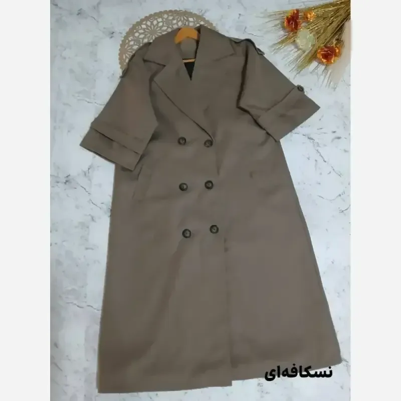 بارانی آستردار زنانه جنس کتان تی سی فری سایز