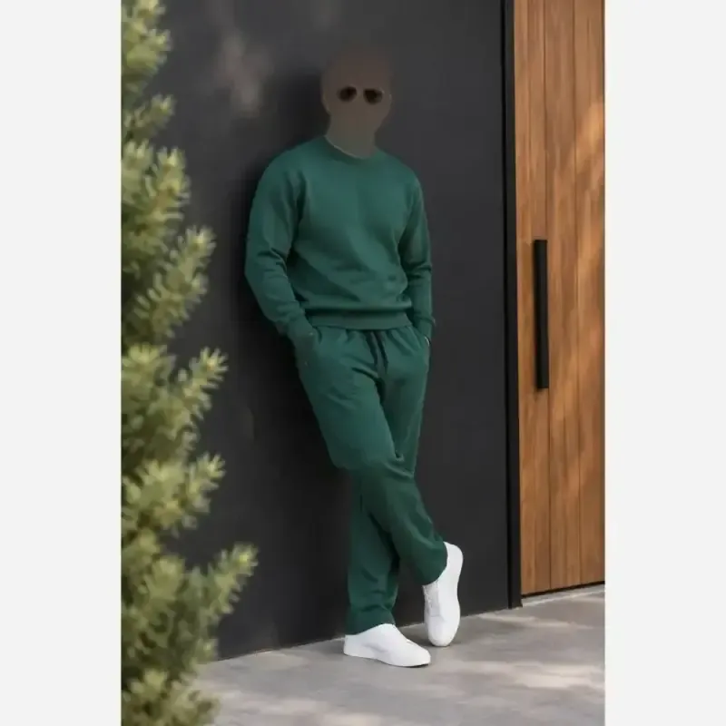 ست هودی یقه گرد و شلوار گلکسی اسپان تو کرک اسپرت زنانه مردانه فری سایز