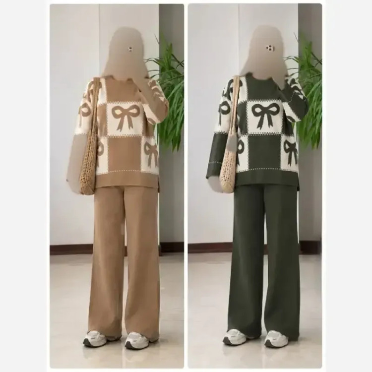 ست بافت زنانه ادرینا بافت گرم بالا سایز 38 تا 48