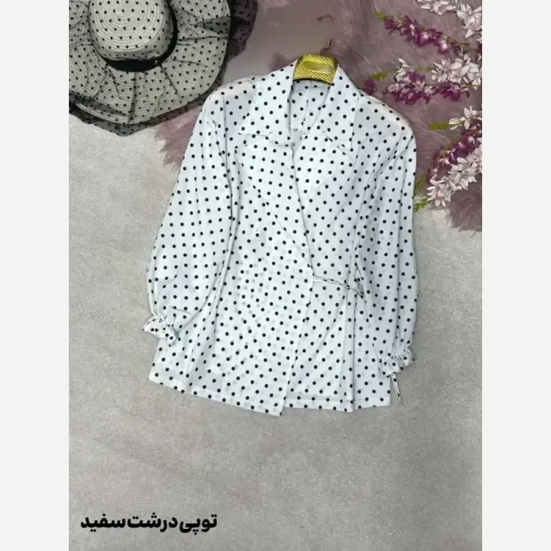 شومیز یقه انگلیسی زنانه جنس کرپ بوگاتی سایز فری 38 تا 46