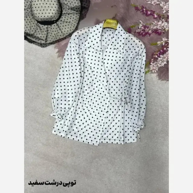 شومیز یقه انگلیسی زنانه جنس کرپ بوگاتی سایز فری 38 تا 46