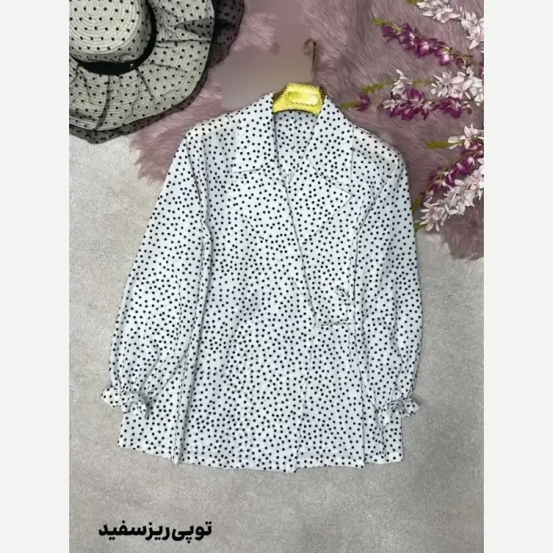 شومیز یقه انگلیسی زنانه جنس کرپ بوگاتی سایز فری 38 تا 46