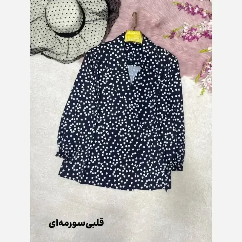 شومیز یقه انگلیسی زنانه جنس کرپ بوگاتی سایز فری 38 تا 46