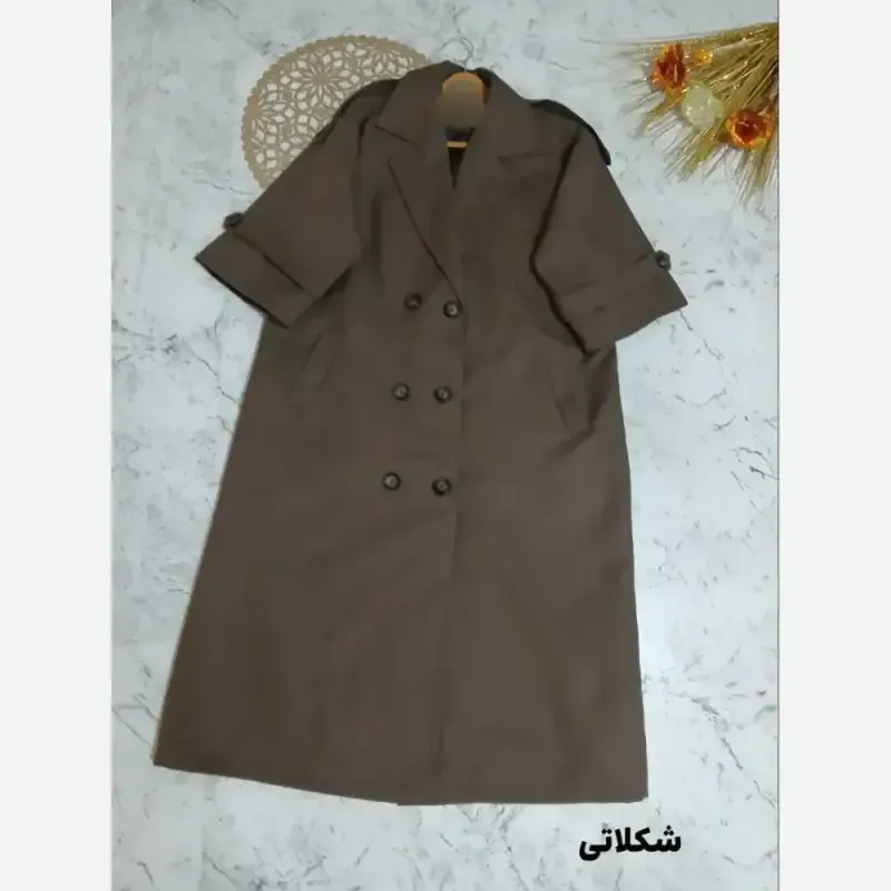 بارونی آستردار زنانه جنس کتان تی سی فری سایز