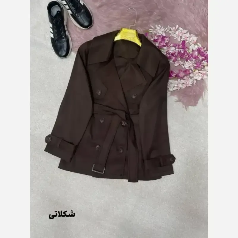 ترنچ کت هیوا جنس کتان استانبولی سایز فری 38 تا 44