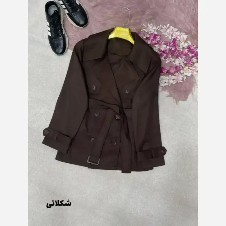 ترنچ کت هیوا جنس کتان استانبولی سایز فری 38 تا 44