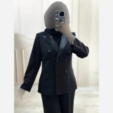 کت شلوار زنانه مدل سایدا جنس سوپر مازراتی اعلا رنگ مشکی فول بگ سایز بزرگ