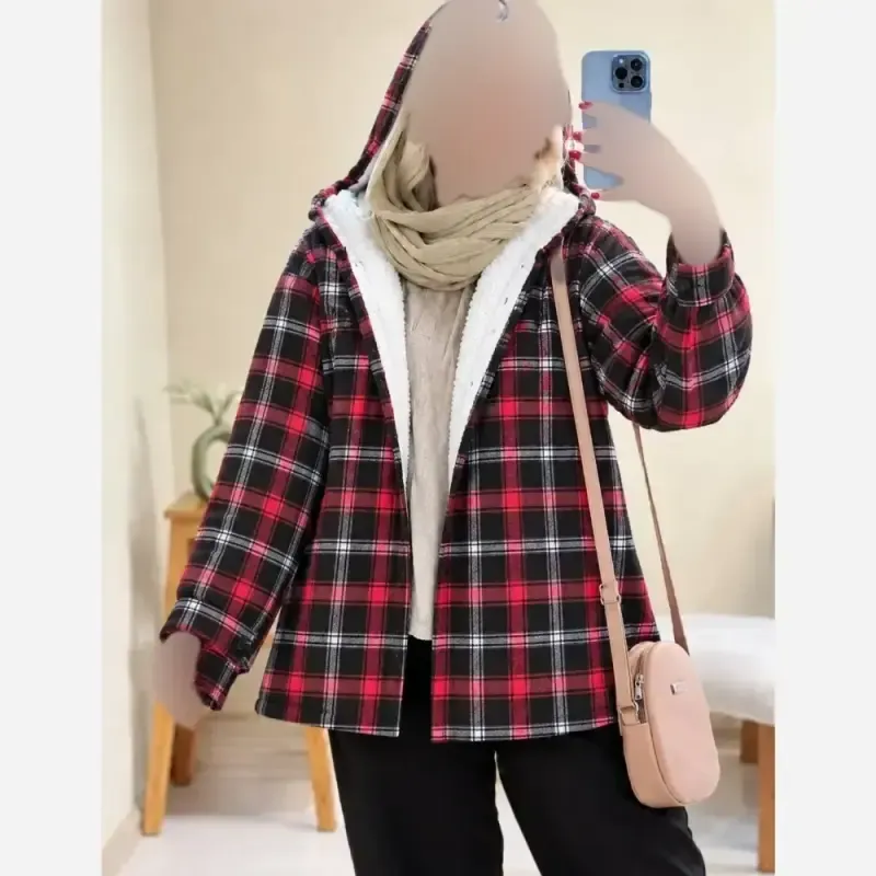 مدل گلاویژ کاپشن چهارخونه پشمی داخل ببعی فری سایز