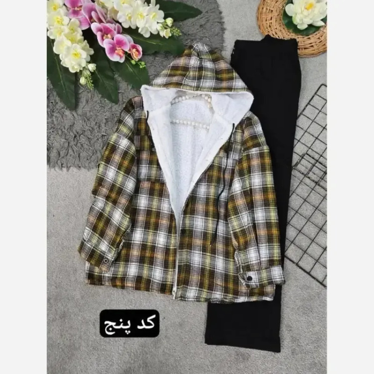 مدل گلاویژ کاپشن چهارخونه پشمی داخل ببعی فری سایز
