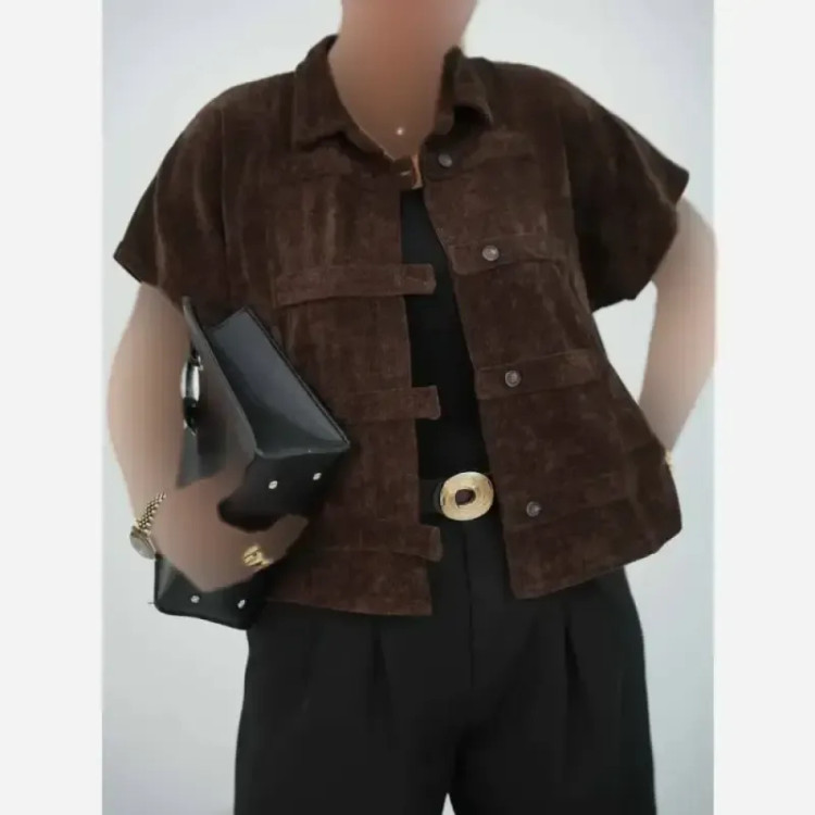 وست مخمل کبریتی پاییزه فری سایز زنانه
