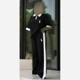 ست پولو زنانه جنس پنبه گلکسی رنگ مشکی سایز فری 38 تا 46