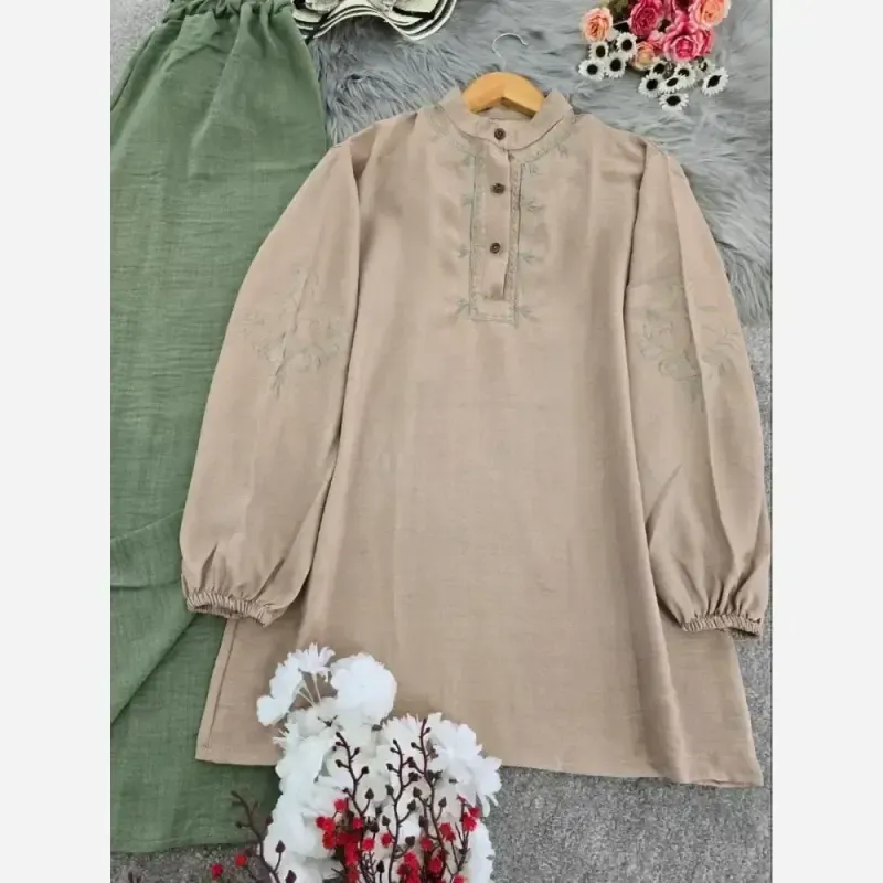 ست شومیز گره ای و سارافون نازنین فری سایز