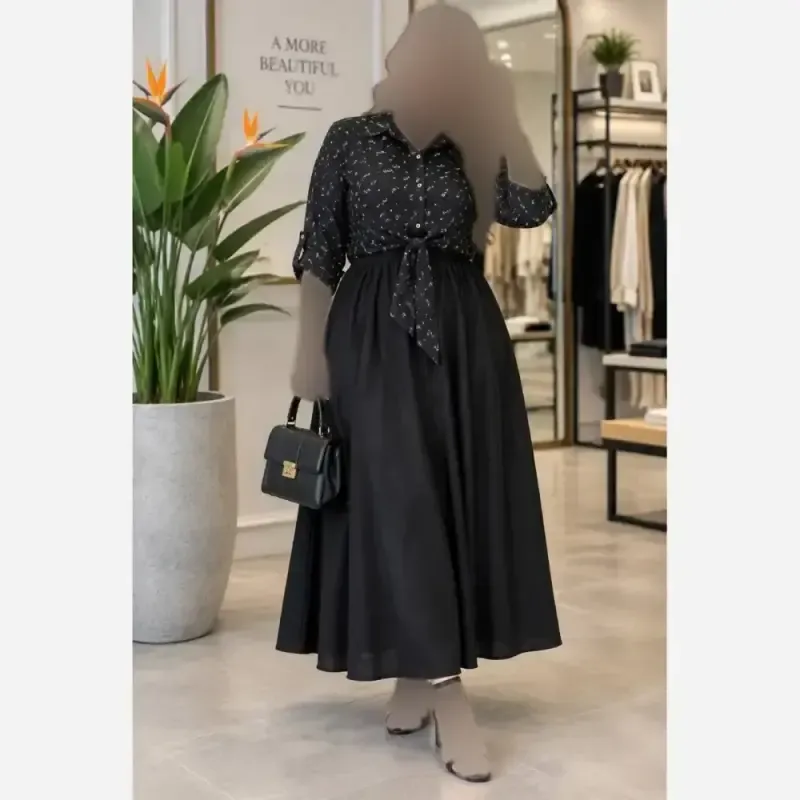 ست شومیز گره ای و سارافون نازنین فری سایز