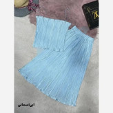 ست پرو کراپ دامن حنا ساتن پلیسه وارداتی سایز فری 38 تا 44
