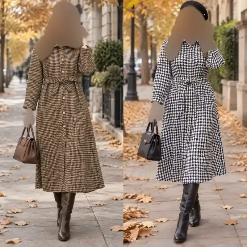 پالتو بلند زنانه رستا جنس تافته ضخیم و موهر دار قد 120