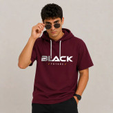 تی شرت کلاه دار مردانه پنبه ای طرح حروف