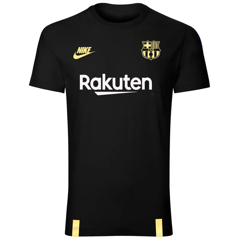 تیشرت ورزشی مردانه طرح بارسلونا یقه گرد آستین کوتاه جنس نخ