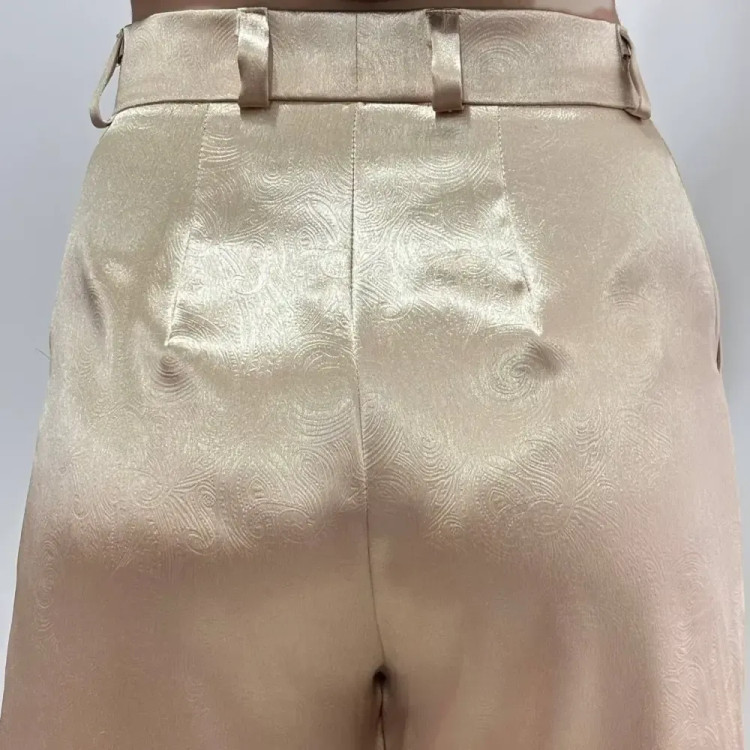 شلوار بگ ساتن طرح دار کمر قابل تنظیم مناسب سایز 36 تا 42