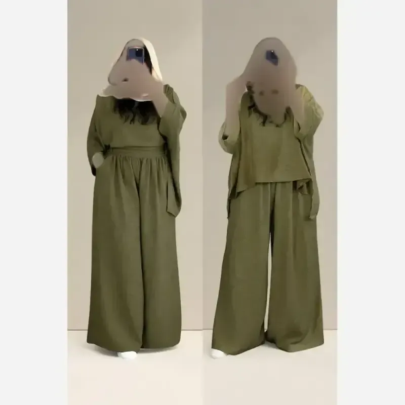 ست شومیز و شلوار زنانه جنس شانتون سایز فری 38 تا 48