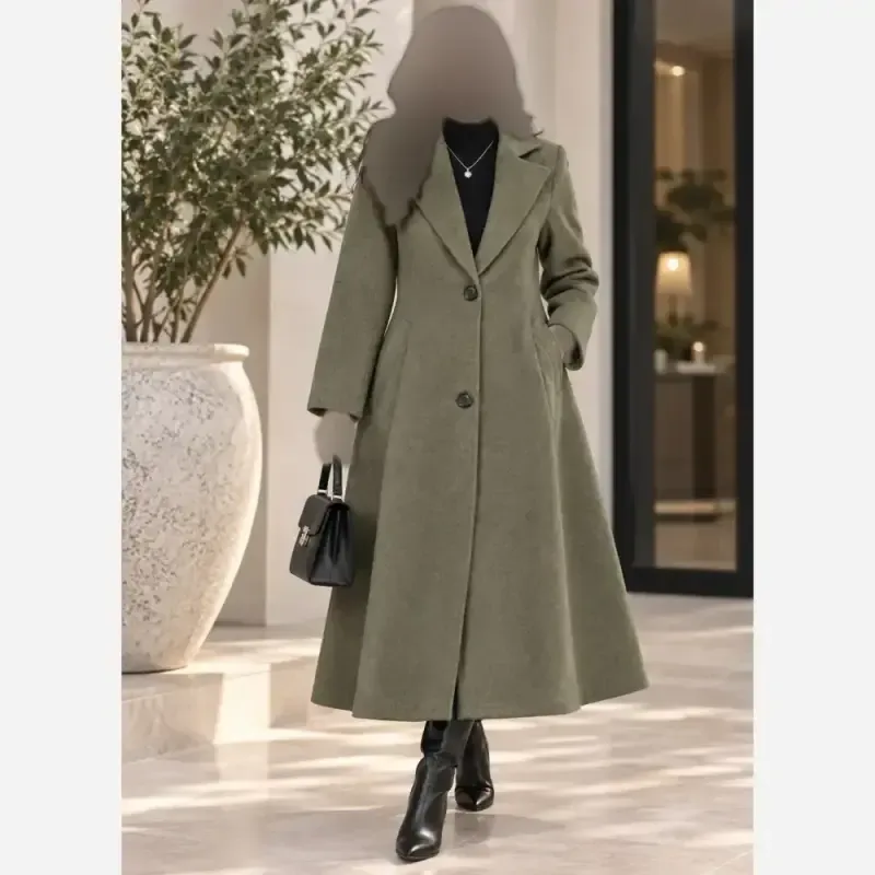 پالتو فوتر کجراه زنانه بلند گرم پاییزه و زمستانه