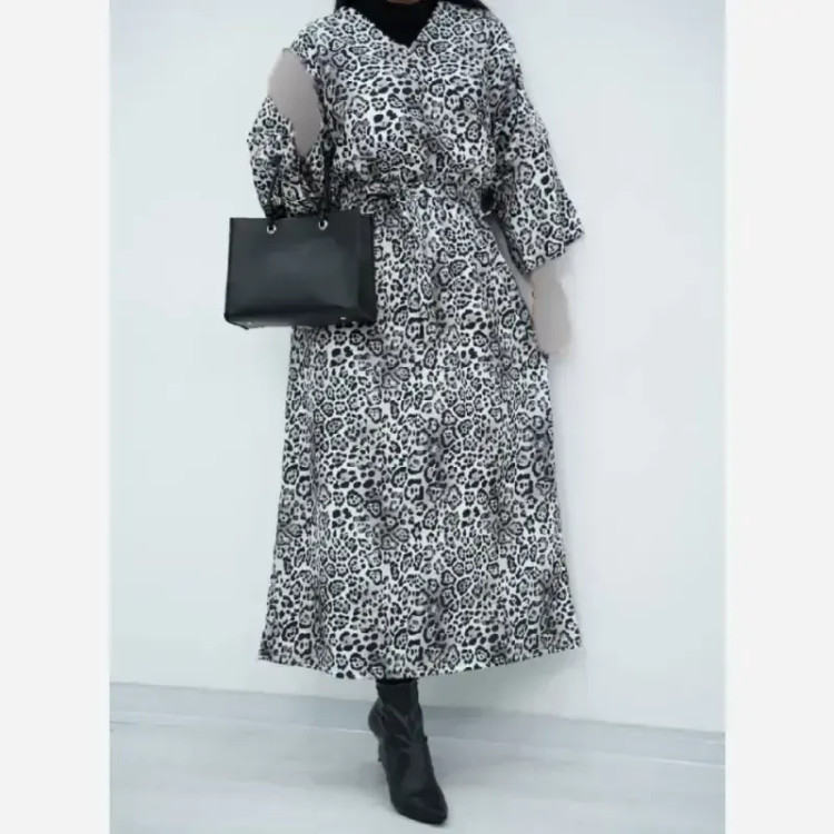 کفتان مخمل کبریتی طرحدار کمربنددار فری سایز