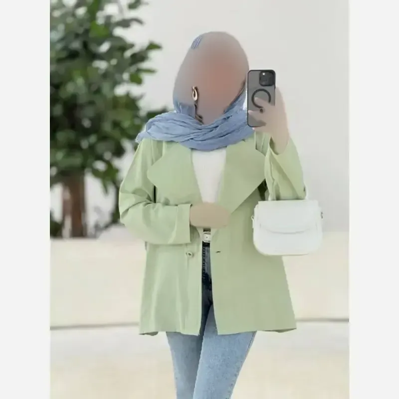 کت زنانه یقه انگلیسی لینن اعلا فری سایز