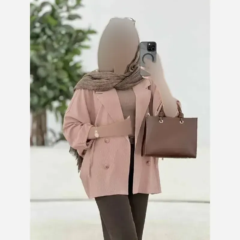 کت آستین بندی لنین زنانه مدل شبنم فری سایز