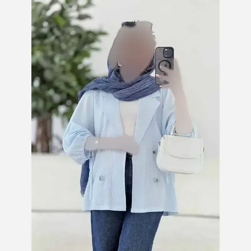 کت آستین بندی لنین زنانه مدل شبنم فری سایز