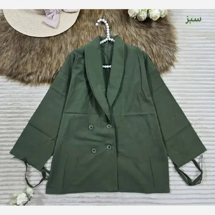 کت آستین بندی لنین زنانه مدل شبنم فری سایز