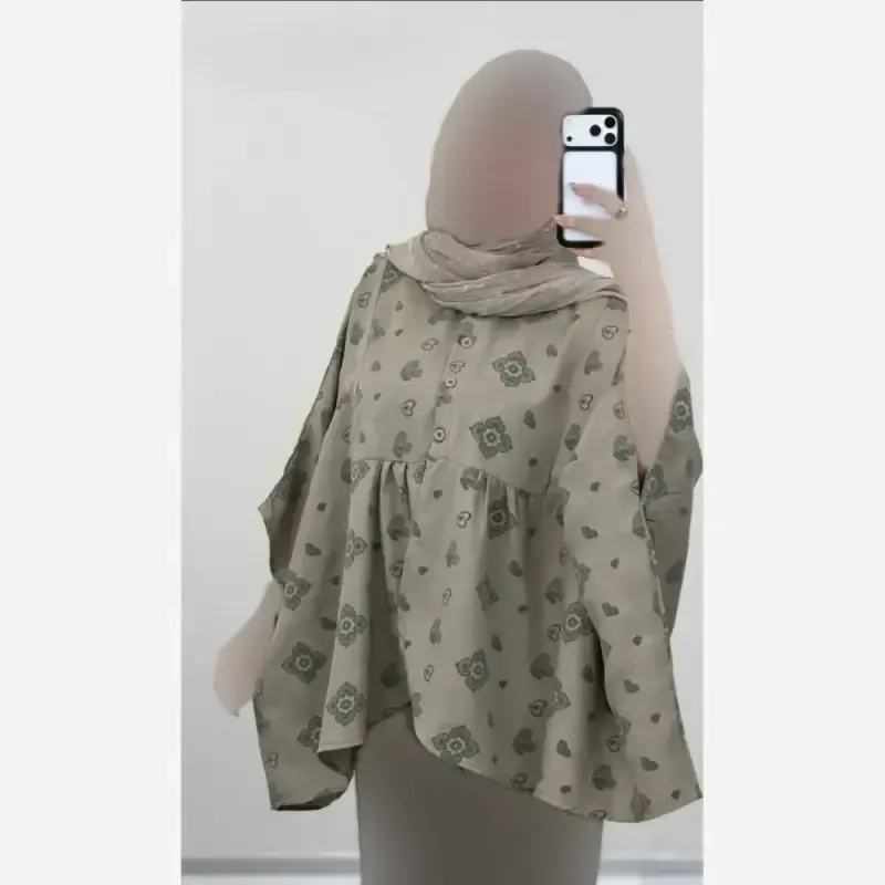 کفتان زنانه ساتن ابریشم طرح ترک سمین فری سایز آستردار